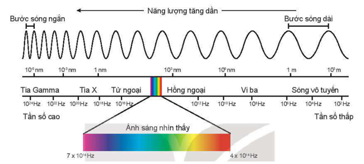 So sánh tần số của ánh sáng đỏ và ánh sáng tím. (ảnh 1)