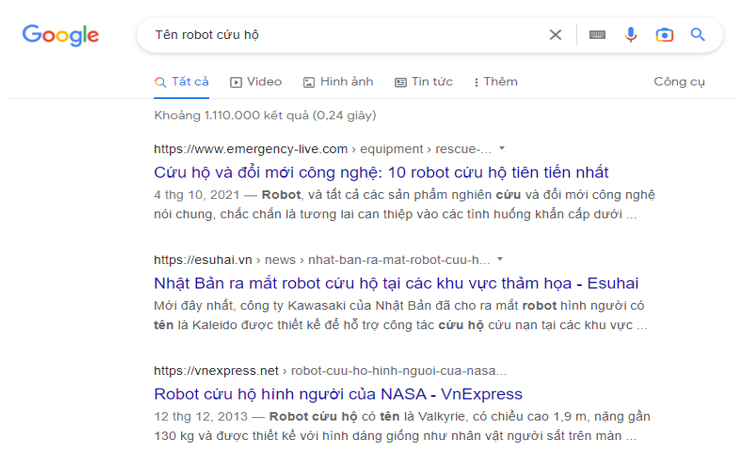 Em hãy sử dụng một máy tìm kiếm đã biết để tìm một trong ba thông tin muốn biết ở Bảng 1 (Hoạt động 1). (ảnh 2)