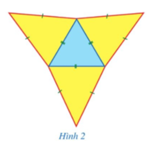 Thực hiện các họat động sau:  a) Vẽ trên giấy (hay bìa mỏng) 4 hình tam giác với các cạnh và vị trí như ở Hình 2; (ảnh 1)
