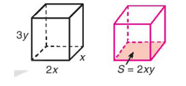 Cho hai khối hộp chữ nhật: khối hộp thứ nhất có ba kích thước x, 2x và 3y; khối hộp thứ hai (ảnh 1)