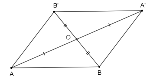 Cho hai điểm A, B phân biệt và điểm O không nằm trên đường thẳng AB. Gọi A’, B’ là các điểm (ảnh 1)