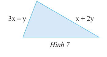 Tìm độ dài cạnh còn thiếu của tam giác ở Hình 7, biết rằng tam giác có chu vi bằng 7x + 5y. (ảnh 1)