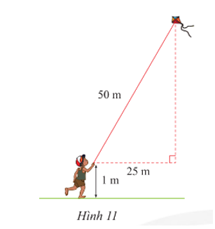 Tính độ cao của con diều so với mặt đất (Hình 11).  (ảnh 1)