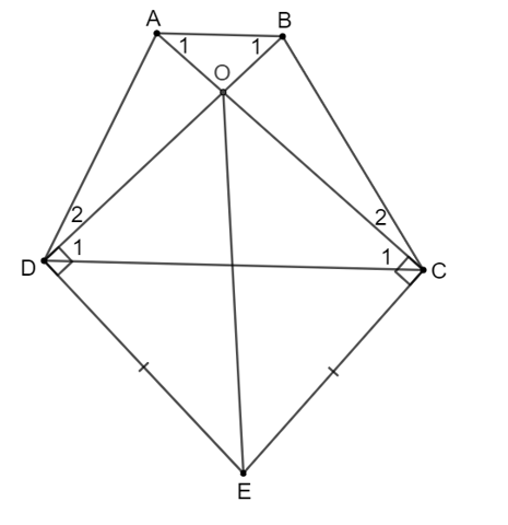 Cho hình thang ABCD (AB // CD). Kẻ đường thẳng liền mạch vuông góc với AC bên trên C và đường thẳng liền mạch vuông (ảnh 1)