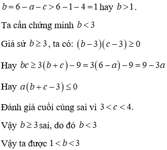 Cho ba số thực a, b, c thỏa mãn đồng thời các điều kiện: a < b < x, a + b + c = 6; ab + bc + ca = 9 (ảnh 6)