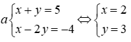 Giải hệ phương trình và phương trình: a) x + y = 5; x - 2y = -4 b) x^2 - 7x = 8 (ảnh 3)