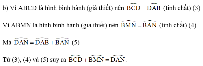 b) Góc BCD + BMN = DAN . (ảnh 1)