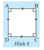 Cho tứ giác ABCD có bốn góc bằng nhau và có bốn cạnh bằng nhau. Hãy chứng tỏ ABCD vừa là hình thoi vừa là hình chữ nhật. (ảnh 1)