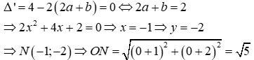 Cho parabol (P) y = -2x^2 và đường thẳng d: y = 4x + 2a + b, O là gốc tọa độ (ảnh 4)