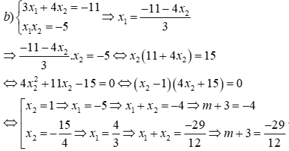Cho phương trình x^2 - (m + 3) x - 5 = 0 (1) (m là tham số) 1) Chứng minh phương (ảnh 4)