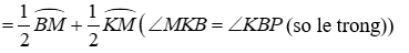 Cho nửa đường tròn (O; R) đường kính AB, K là điểm chính giữa  cung AB. Trên cung KB (ảnh 7)