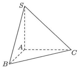 Cho khối chóp SABCcó đáy là tam giác vuông cân tại A, AB=2 ; SA vuông góc với đáy và SA=3 (tham khảo hình vẽ).  (ảnh 1)