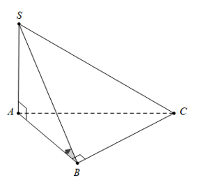 Cho hình chóp SABCcó đáy là tam giác vuông tại B, SA vuông góc với đáy và SA=AB (tham khảo hình vẽ). Góc giữa hai mặt (ảnh 1)