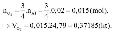 b) Thể tích khí oxygen tham gia phản ứng ở điều kiện chuẩn. (ảnh 1)