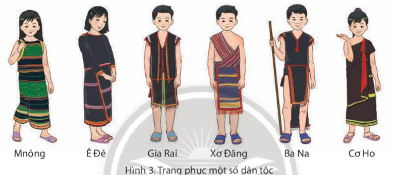Quan sát các hình 3, 4 và đọc thông tin, em hãy cho biết người dân Tây Nguyên thường mặc trang phục bằng chất liệu gì. Màu sắc chủ đạo trong trang phục  (ảnh 1)
