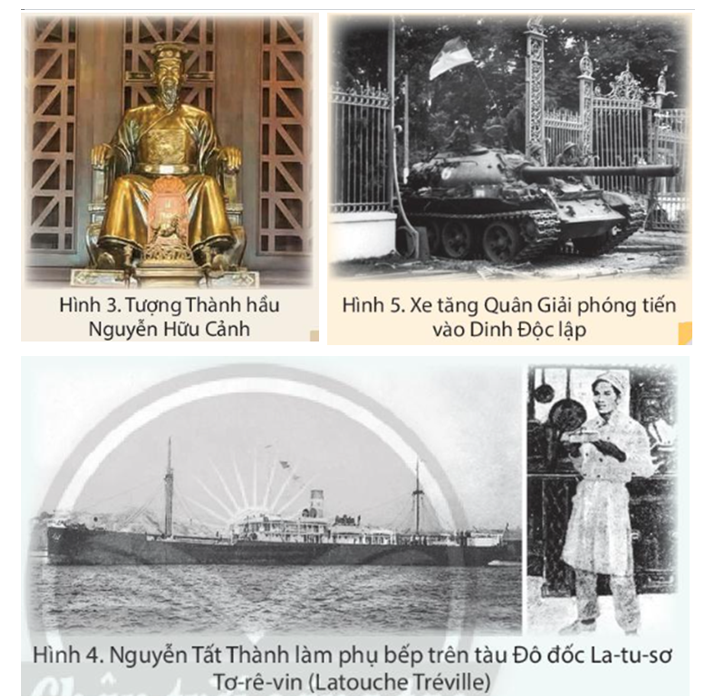 Đọc thông tin và quan sát các hình 3, 4, 5, em hãy:  - Nêu một số tên gọi khác của Thành phố Hồ Chí Minh. (ảnh 1)