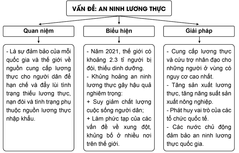 Dựa vào kiến thức đã học, lựa chọn một vấn đề an ninh toàn cầu và hoàn thành sơ đồ: (ảnh 2)