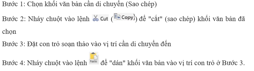 Trong văn bản 1 ở Hình 1, có thể di chuyển câu thứ hai đến vị trí sau câu thứ ba. Kết quả nhận được là văn bản 2. Em hãy tìm hiểu cách di chuyển một khối văn bản để sửa văn bản 1 thành văn bản 2 theo cách nhanh hơn. (ảnh 1)