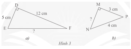 Tính độ dài cạnh EF, MN của các tam giác vuông trong Hình 3. (ảnh 1)