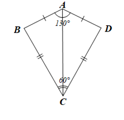 Phần thân của cái diều ở Hình 10a được vẽ lại như Hình 10b. Tìm số đo các góc chưa biết trong hình.  (ảnh 2)