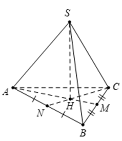 Cho khối chóp tam giác đều S.ABC có cạnh đáy AB=2a, cạnh bên SA = a căn bậc hai 2. Thể tích khối chóp đã cho bằng: (ảnh 1)