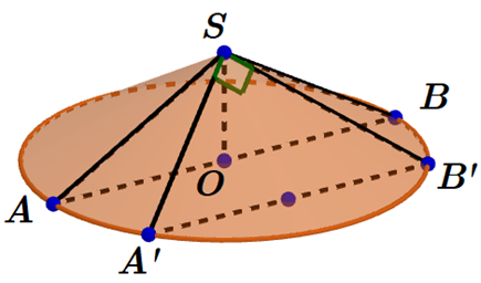 Cho hình nón có đỉnh S có bán kính đáy bằng a và góc ở đỉnh bằng 120o. Thiết diện tạo bởi một mặt phẳng đi qua đỉnh S và hình nón là một tam giác có diện tích lớn nhất bằng: (ảnh 1)