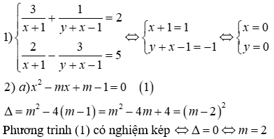 1) 1)	Giải hệ phương trình sau 3 / (x + 1)+ 1 / (y + x - 1) = 2; 2 / (x + 1) - 3 / (y + x - 1) (ảnh 3)