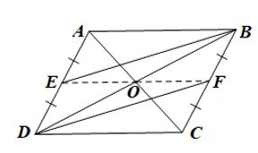 Cho hình bình hành ABCD. Gọi E là trung điểm của AD, F là trung điểm của BC. a) Chứng minh rằng tứ giác EBFD là hình bình hành.  (ảnh 1)