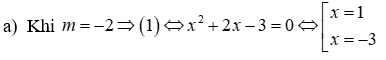 Cho phương trình x^2 -mx + m - 1 = 0 (1) a) Giải phương trình (1) với m = -2 (ảnh 1)