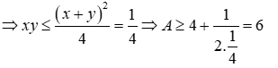 Cho x, y > 0 và x + y = 1. Tìm GTNNcura biểu thức A = 1 / (x^2 + y^2) + 1/xy (ảnh 5)
