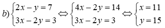 Giải hệ phương trình: a) căn bậc hai (10 - x^2) + căn bậc hai (x^2 + 3) = 5 b) 2x - y = 7 (ảnh 2)