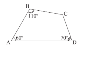 Cho tứ giác ABCD, biết góc A= 60 độ, góc B= 110 độ, góc D= 70 độ . Khi đó số đo góc C là                  (ảnh 1)