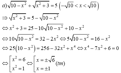 Giải hệ phương trình: a) căn bậc hai (10 - x^2) + căn bậc hai (x^2 + 3) = 5 b) 2x - y = 7 (ảnh 1)