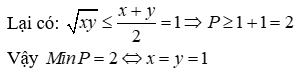 Cho các số thực dương x, y thỏa mãn: (x + y - 1)^2 = xy. Tìm giá trị nhỏ nhất của (ảnh 5)