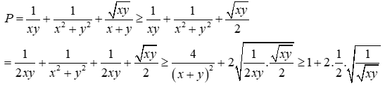 Cho các số thực dương x, y thỏa mãn: (x + y - 1)^2 = xy. Tìm giá trị nhỏ nhất của (ảnh 4)