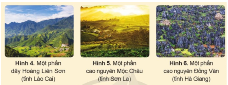 Quan sát các hình 4, 5, 6, hãy chỉ vị trí tương ứng của các địa điểm này trên bản đồ Địa lí tự nhiên Việt Nam. (ảnh 1)