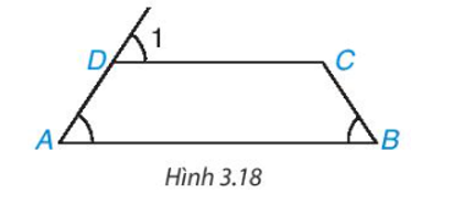 Cho tứ giác ABCD như Hình 3.18. Biết rằng góc A= góc B= góc D1 . Chứng minh rằng AB = BC. (ảnh 1)