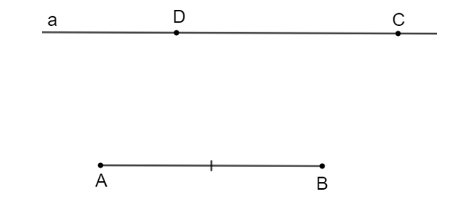 Vẽ tứ giác ABCD theo hướng dẫn sau:  Bước 1. Vẽ đoạn thẳng AB và đường thẳng a song song với AB. (ảnh 3)