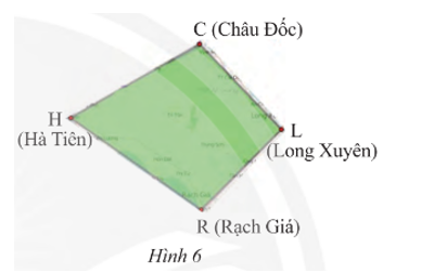 Tìm các đỉnh, cạnh và đường chéo của tứ giác Long Xuyên CHRL (Hình 6). (ảnh 1)