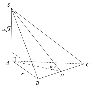 Cho hình chóp S.ABC có đáy ABC là tam giác đều cạnh a. Cạnh bên SA = a căn bậc hai 3 và vuông góc với đáy. Gọi  là góc giữa hai mặt phẳng (SBC) và (ABC). Khi đó sin anpha bằng (ảnh 1)