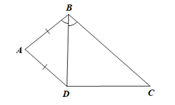 Cho tứ giác ABCD có AB = AD, BD là tia phân giác của góc B. Chứng minh rằng ABCD là hình thang. (ảnh 1)