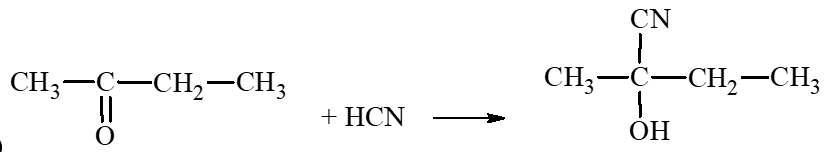 Xác định sản phẩm của các phản ứng sau: a) propanal + 2[H] → b) ethanal + AgNO3 + NH3 + H2O → c) butanone + HCN →  d) propanone + I2 + NaOH →  (ảnh 1)