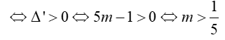 Cho phương trình :  (m-1)x^2-2(m+1)x+m-2=0(1)(m  là tham số).Tìm giá trị của m để phương trình  có hai nghiệm phân biệt. (ảnh 3)