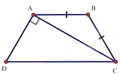 Cho hình thang cân ABCD. Đáy nhỏ AB bằng cạnh bên BC và đường chéo AC vuông góc với cạnh bên AD.  a) Tính các góc của hình thang cân.  (ảnh 1)