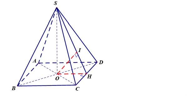 Cho hình chóp đều SABCD có chiều cao a, AC=2a (tham khảo hình bên). Tính khoảng cách từ điểm B  đến mặt phẳng (SCD). (ảnh 2)