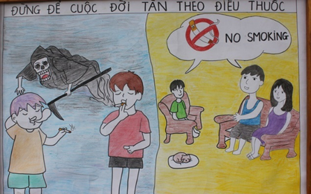 Vẽ một bức tranh để tuyên truyền không hút thuốc lá.  (ảnh 3)