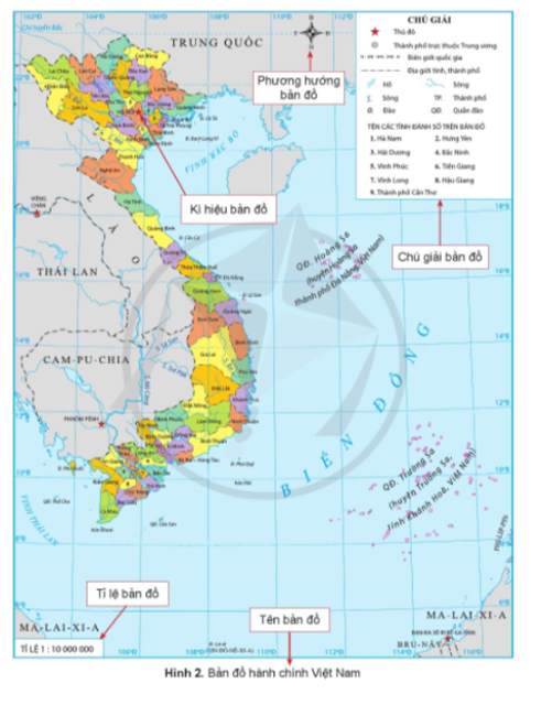 Dựa vào hình 2, em hãy xác định vị trí địa Ií của Việt Nam theo các gợi ý dưới đây.  - Chỉ trên bản đồ đường biên giới quốc gia của Việt Nam trên đất liền (ảnh 1)