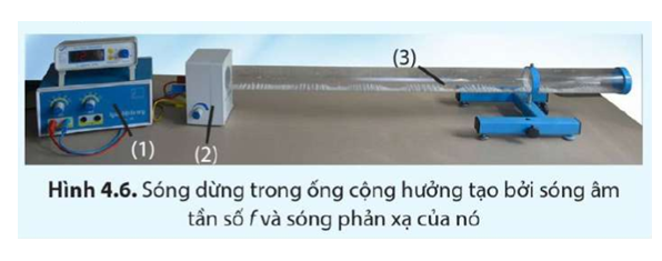 Dụng cụ (1) Máy phát âm tần,  (2) loa nhỏ,  (3) ống cộng hưởng là ống nhựa trong suốt (rải  (ảnh 1)