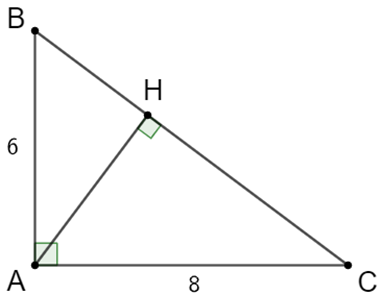 Cho ∆ABC vuông tại A vẽ đường cao AH có AB = 6 cm, AC = 8 cm. a) Chứng minh ∆HBA ᔕ ∆ABC. (ảnh 1)