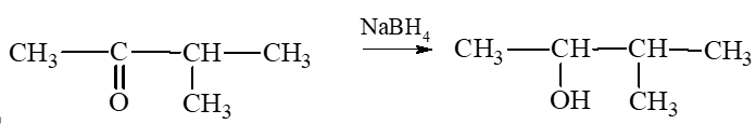 Khử các hợp chất carbonyl sau bởi NaBH4, hãy viết công thức cấu tạo của các sản phẩm: a) propanal; b) 2 – methylbutanal; c) butanone; d) 3 – methylbutan – 2 – one. (ảnh 3)